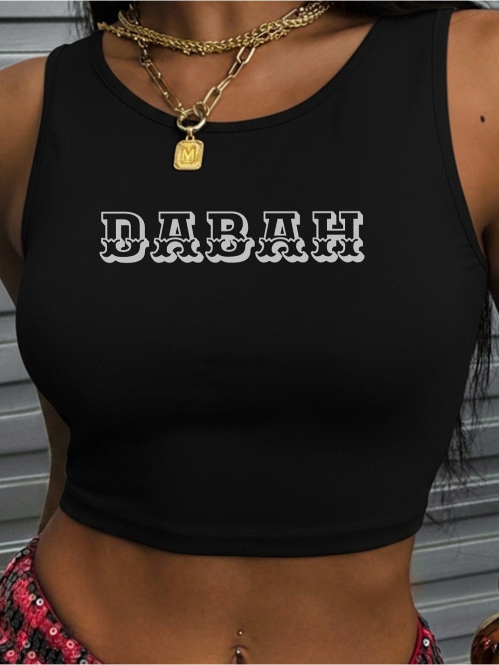 Black Graphic Crop Tank Top - Branded Style